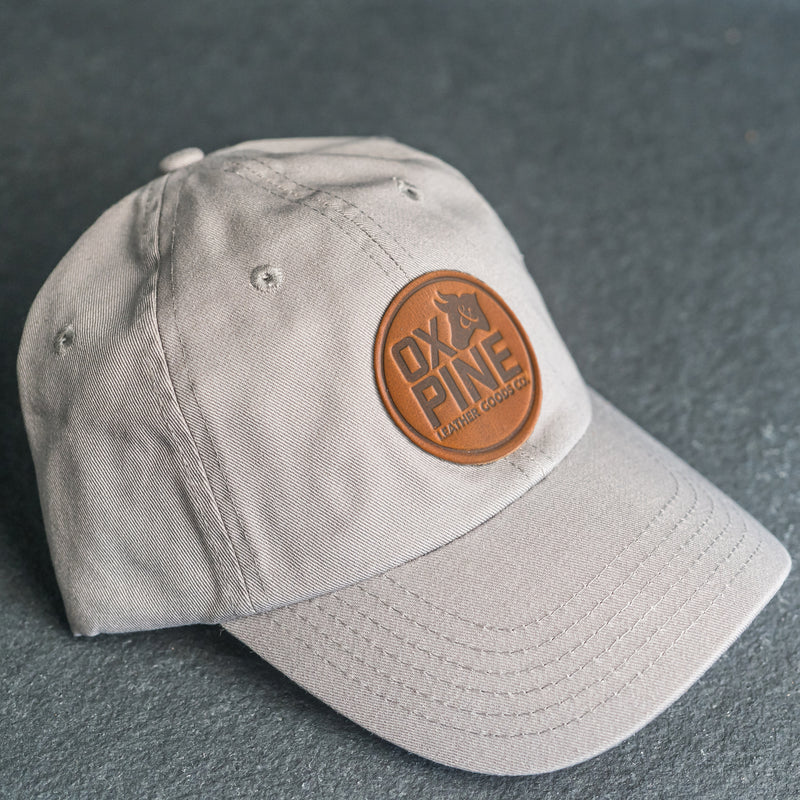 Leather Patch Unstructured Style Hat - Ox & Pine Stamp - Circle