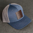 Leather Patch Performance Style Trucker Hat - Best Dad Ever Stamp