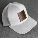 Leather Patch Performance Style Trucker Hat - Best Dad Ever Stamp