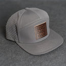 Leather Patch Flat Bill 7 Panel Perforated Performance Hat - Best Dad Ever Stamp