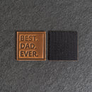 Best Dad Ever Stamp Leather Patches with Optional Hook and Loop Fastener