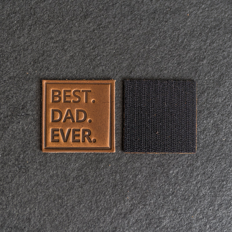 Best Dad Ever Stamp Leather Patches with optional Velcro added