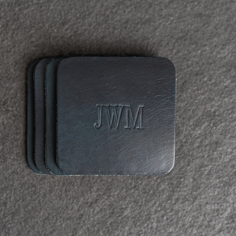 Personalized Leather Coasters -  Individual or Set of 4