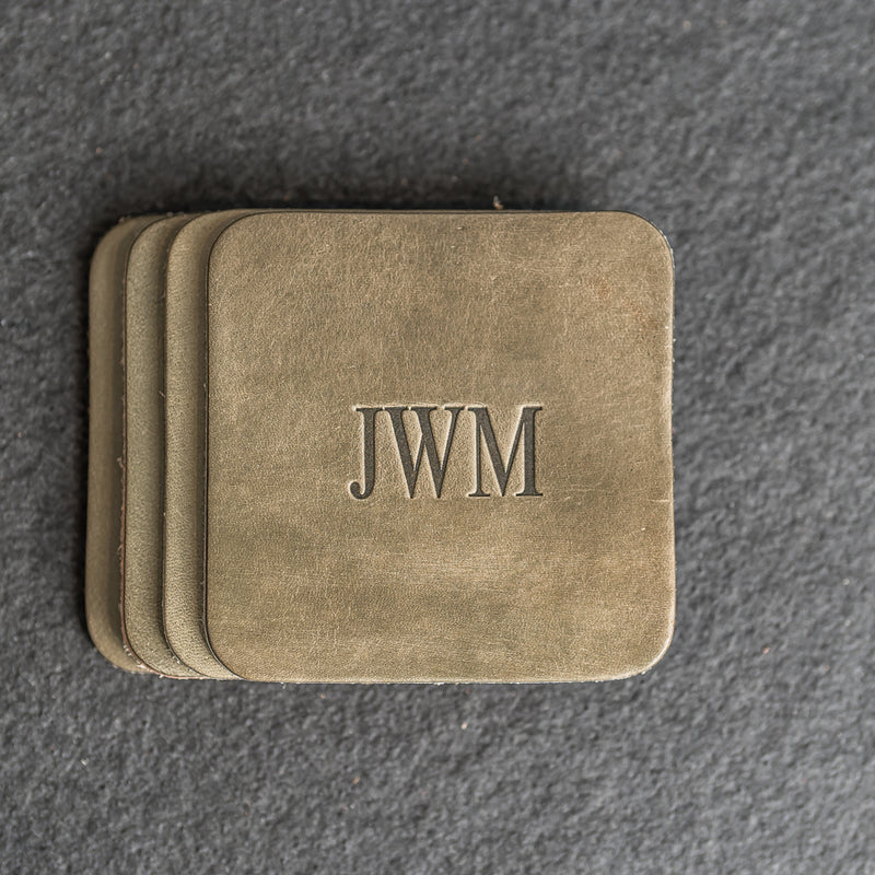 Personalized Leather Coasters -  Individual or Set of 4