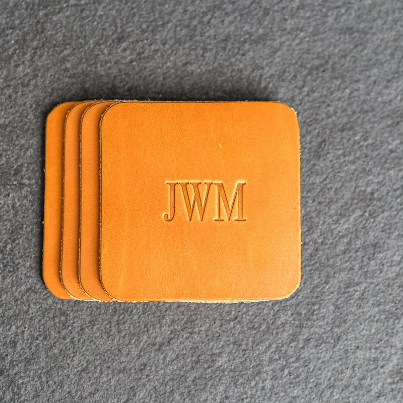 Personalized Leather Coasters -  Individual or Set of 4