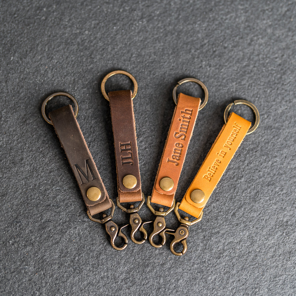 Loop Closure Keychain Looped Snap Closure Keychain | Personalized Premium Leather Keychain