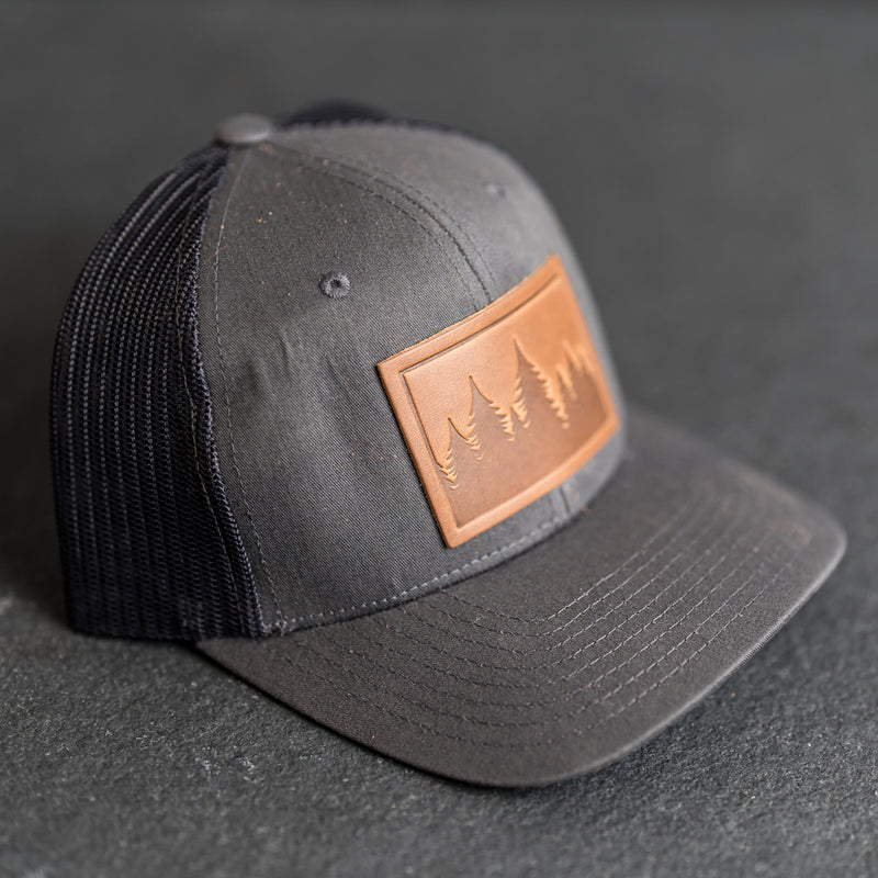 Cheery Mishaps - Leather Patch Trucker Style Hats - 30+ Stamp Design Options