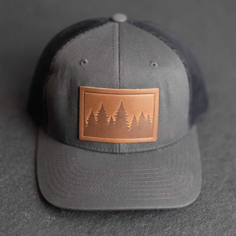 Cheery Mishaps - Leather Patch Performance Style Trucker Hats - 30+ Stamp Design Options