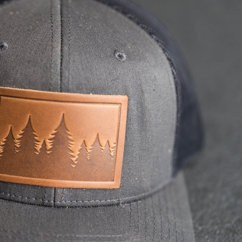 Cheery Mishaps - Leather Patch Trucker Style Hats - 30+ Stamp Design Options