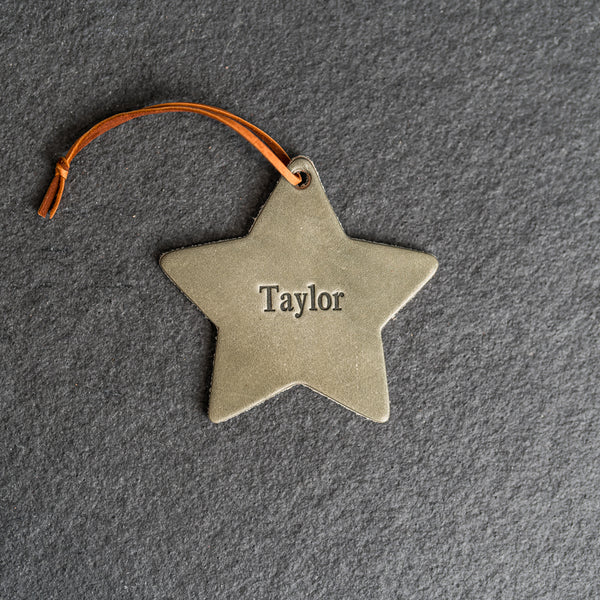 Personalized Star Shape Leather Christmas Ornament | Stocking Tags