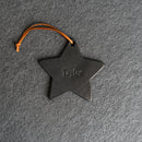 Star Leather Christmas Ornament Stocking Tag
