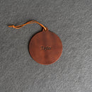 Personalized Circle Shape Leather Christmas Ornament | Stocking Tags