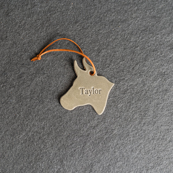 Personalized Leather Christmas Ornament - Ox Shape | Stocking Tags