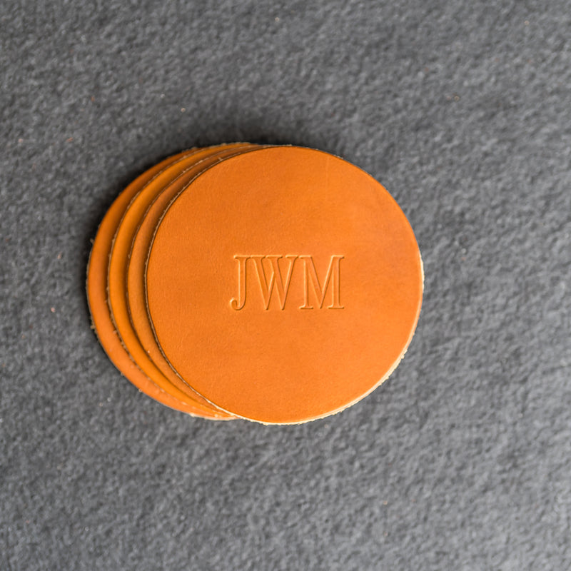 Personalized Leather Coasters - Set of 4