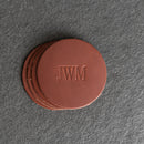 Personalized Leather Coasters -  Individual or Set of 4
