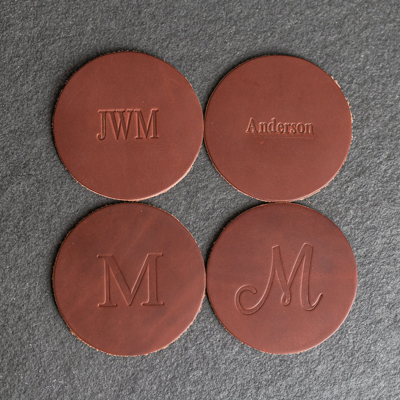 Personalized Leather Coasters - Set of 4