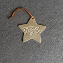 All is Bright Star Shape Leather Christmas Ornament | Stocking Tags
