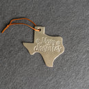 Merry Christmas Texas Shape Leather Christmas Ornament | Stocking Tags