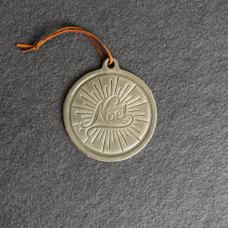Noel Circle Shape Leather Christmas Ornament | Stocking Tags
