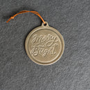 Merry & Bright Circle Shape Leather Christmas Ornament | Stocking Tags