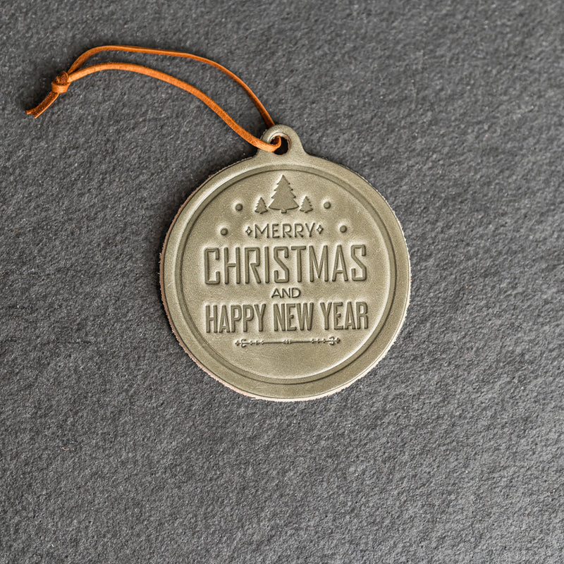 Merry Christmas Circle Shape Leather Christmas Ornament | Stocking Tags