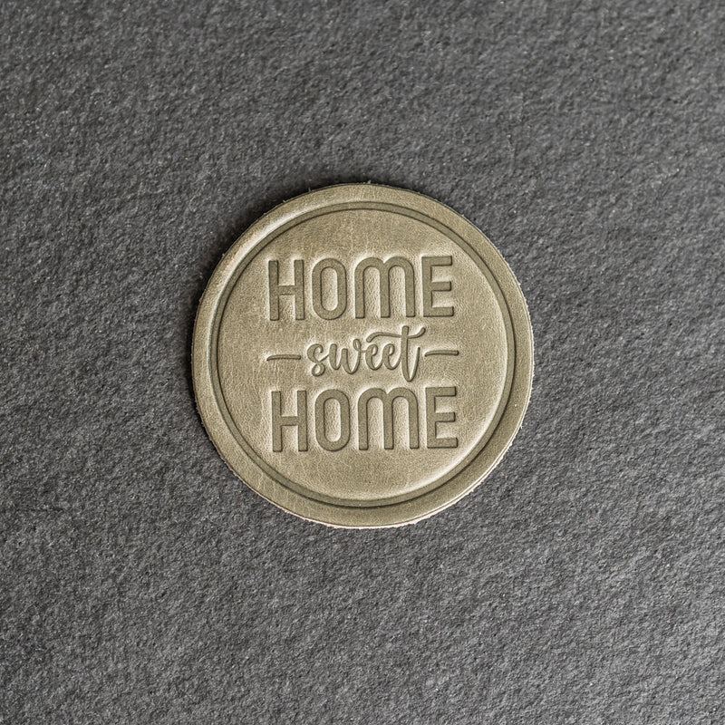 Home Sweet Home Leather Coasters - 4" Round - Sold individually or as a Set of 4