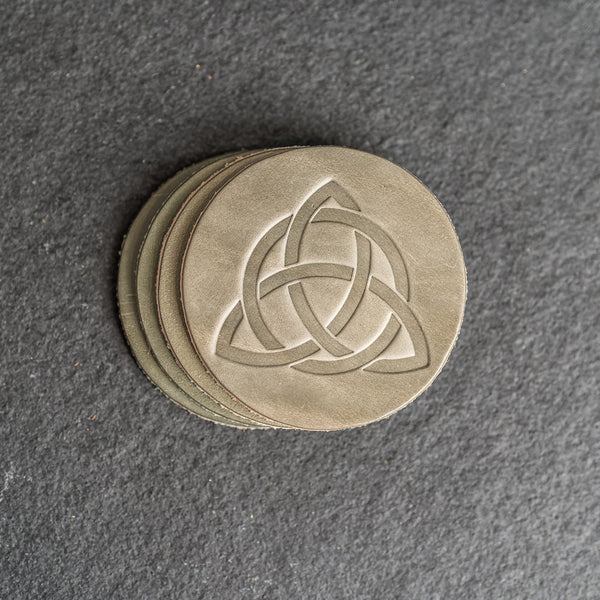 Celtic Knot Symbol Leather Coasters - Set of 4