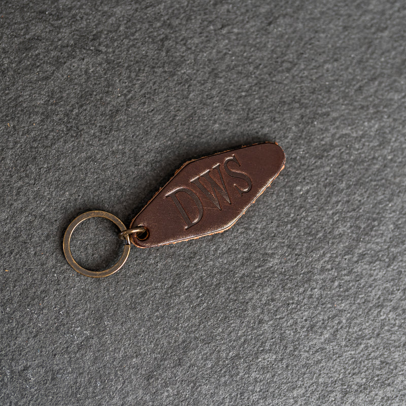 Personalized Leather Motel Key Shape Keychain