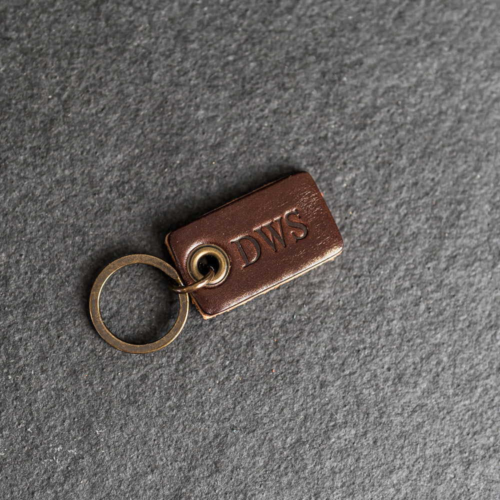 Classic Rectangle Leather Keychain | Personalized Premium Leather