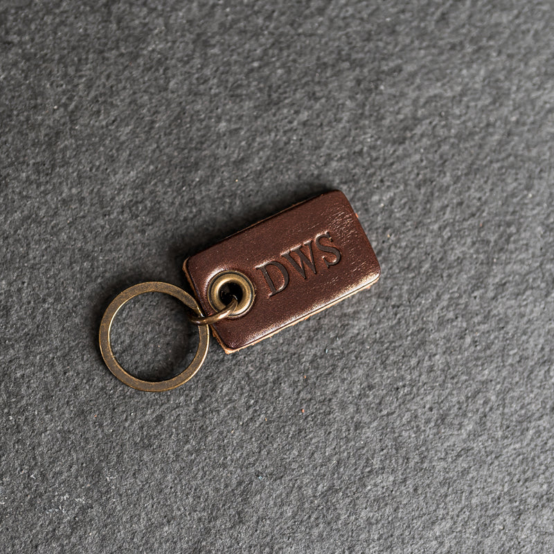 Classic Rectangle Leather Keychain | Personalized Premium Leather Keychain | Custom Key Fob | Leather Gift Handmade in the USA