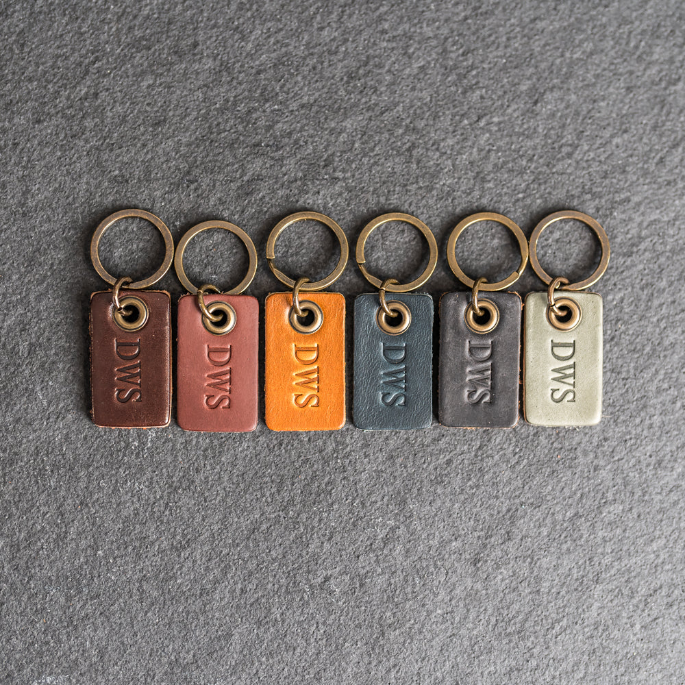 Classic Rectangle Leather Keychain | Personalized Premium Leather