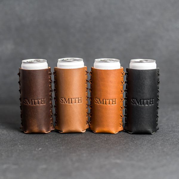 Personalized Leather Slim Can Coozie