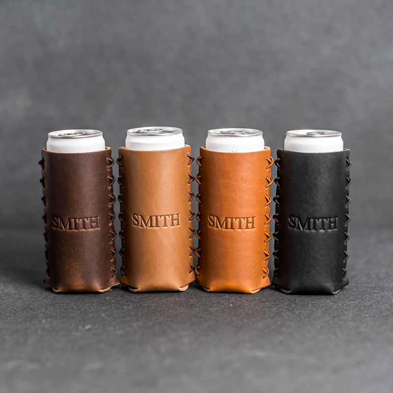 Personalized Leather Slim Can Coozie