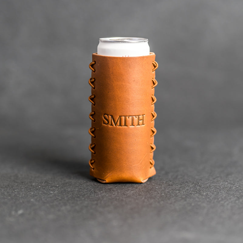 Personalized Leather Slim Can Coozie