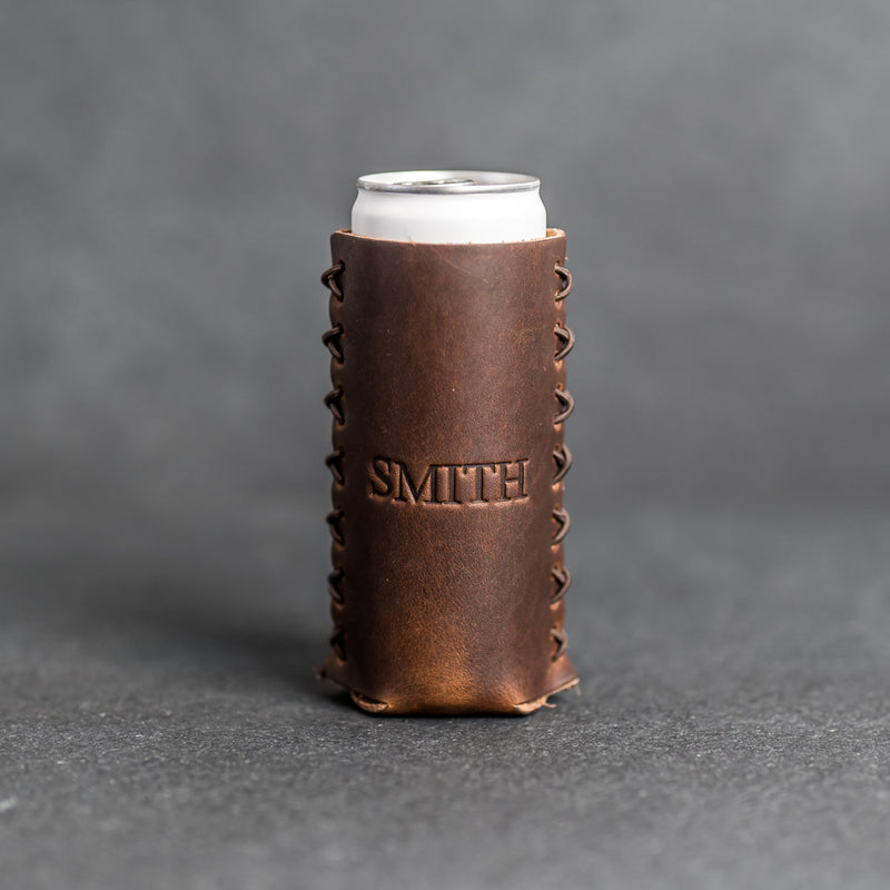 Personalized Leather Slim Can Coozie