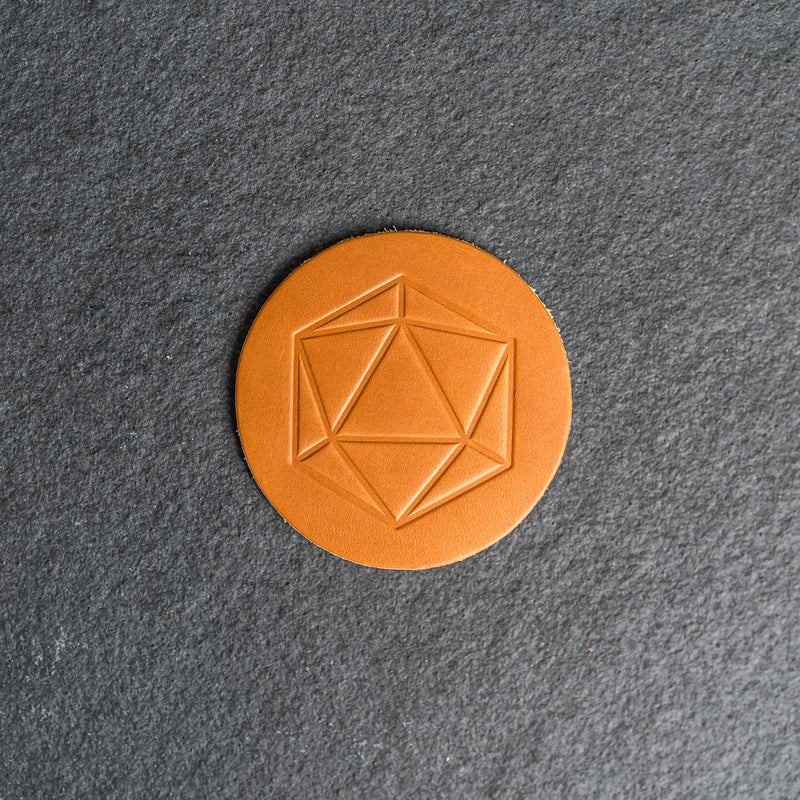 D20 Symbol Leather Coasters - Individual or Set of 4