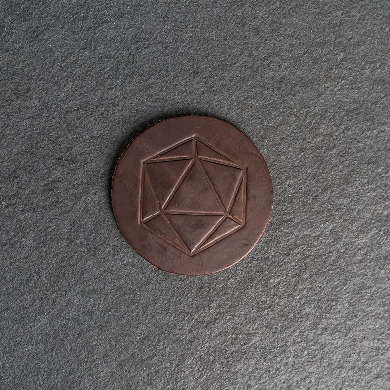 D20 Symbol Leather Coasters - Individual or Set of 4