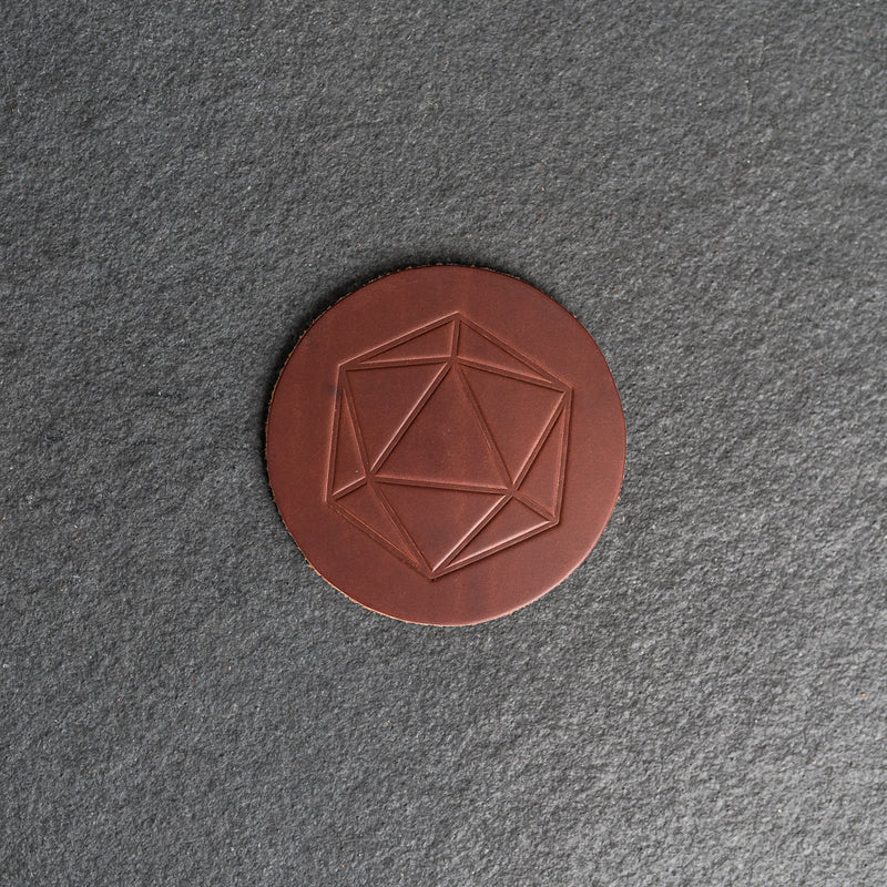 D20 Symbol Leather Coasters - Individual or Set of 4