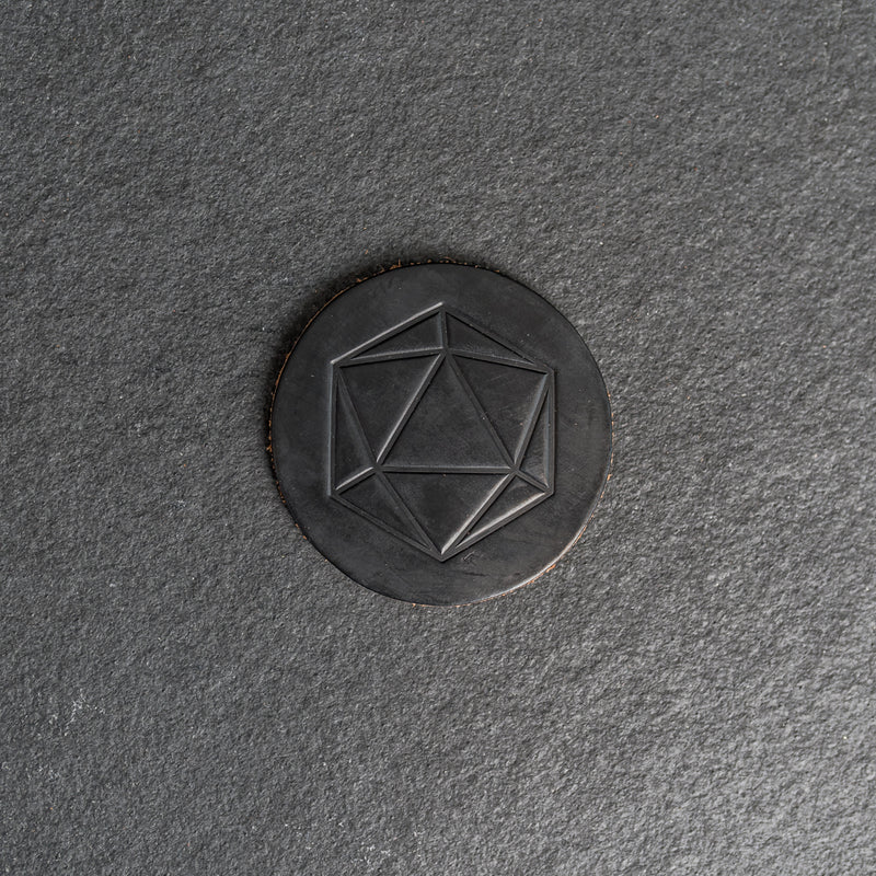 D20 Symbol Leather Coasters - Individual or Set of 4