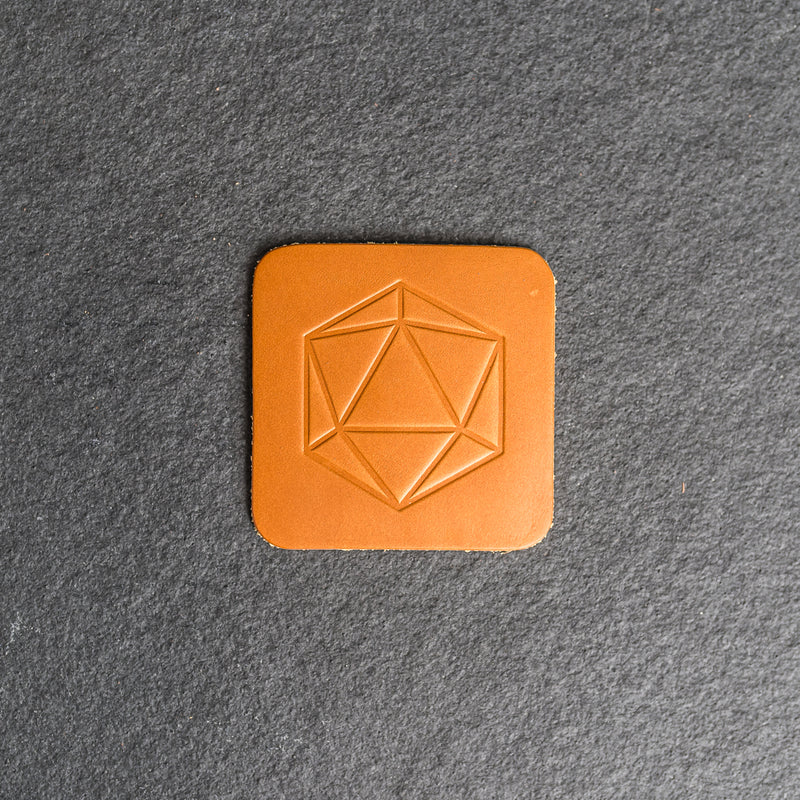 D20 Symbol Leather Coasters - Individual or Set of 4