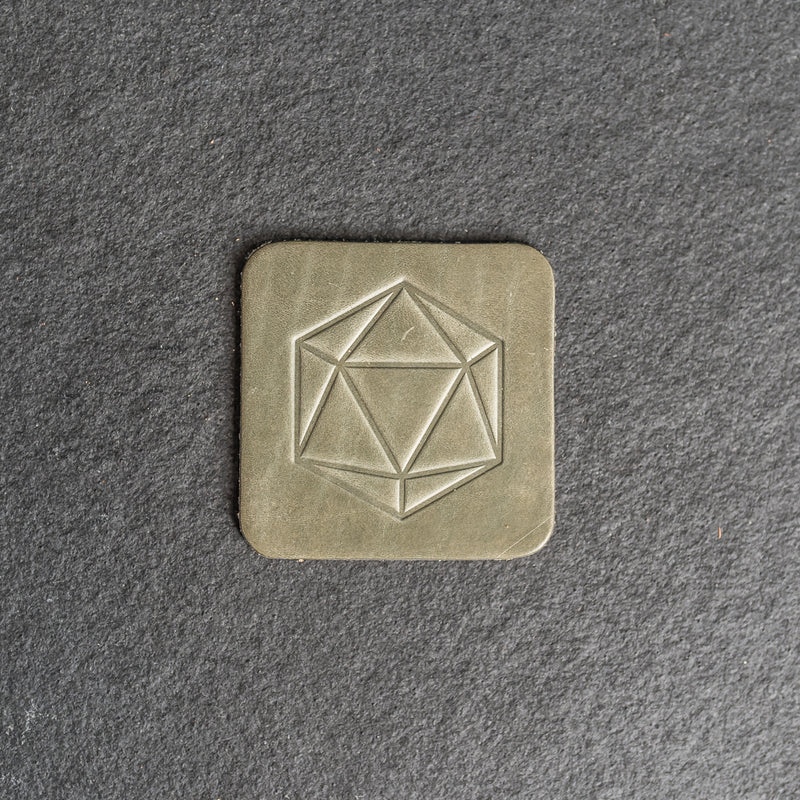 D20 Symbol Leather Coasters - Individual or Set of 4