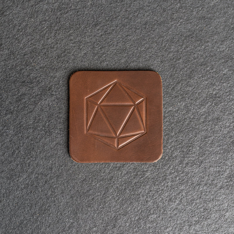 D20 Symbol Leather Coasters - Individual or Set of 4