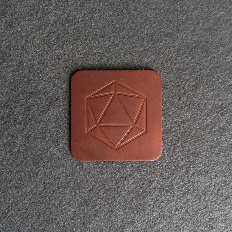 D20 Symbol Leather Coasters - Individual or Set of 4