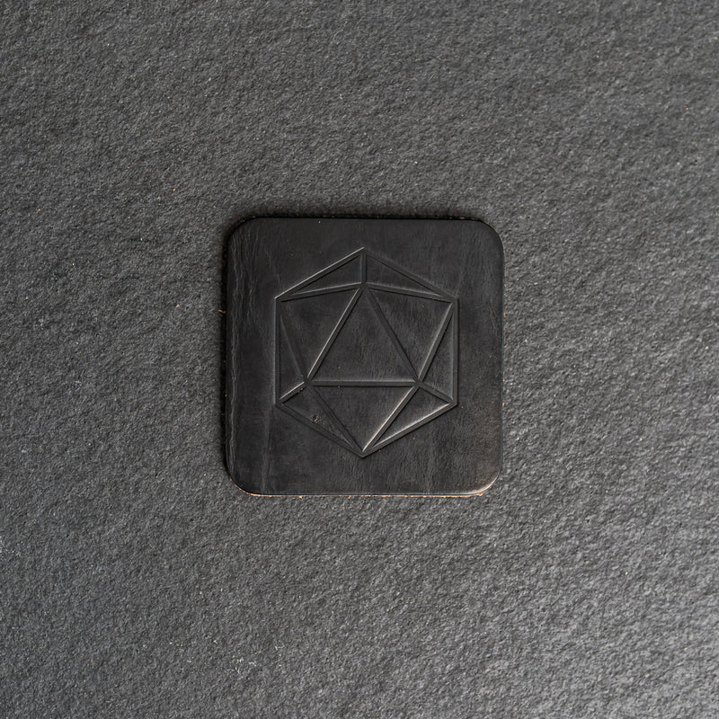 D20 Symbol Leather Coasters - Individual or Set of 4