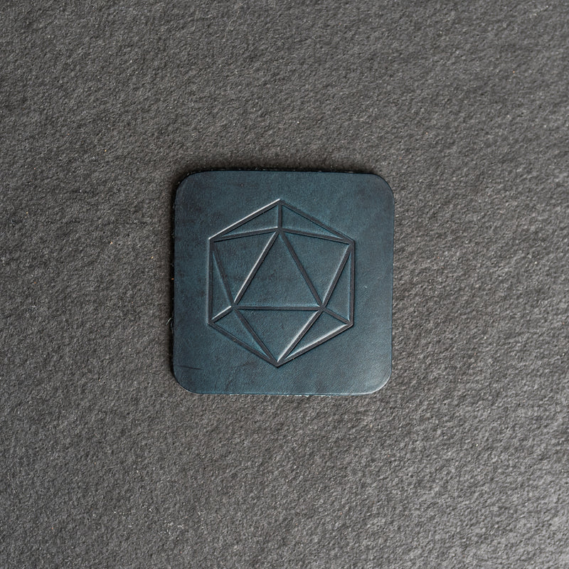 D20 Symbol Leather Coasters - Individual or Set of 4