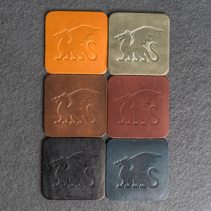 Dragon Symbol Leather Coasters - Individual or Set of 4