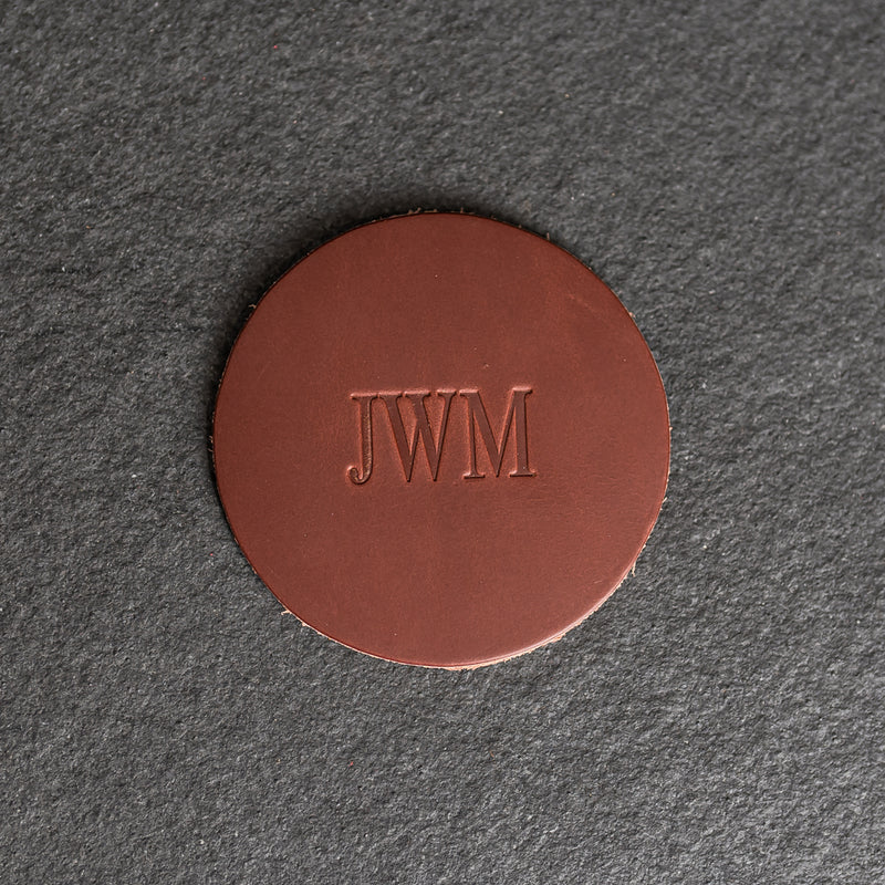 Personalized Leather Coasters -  Individual or Set of 4