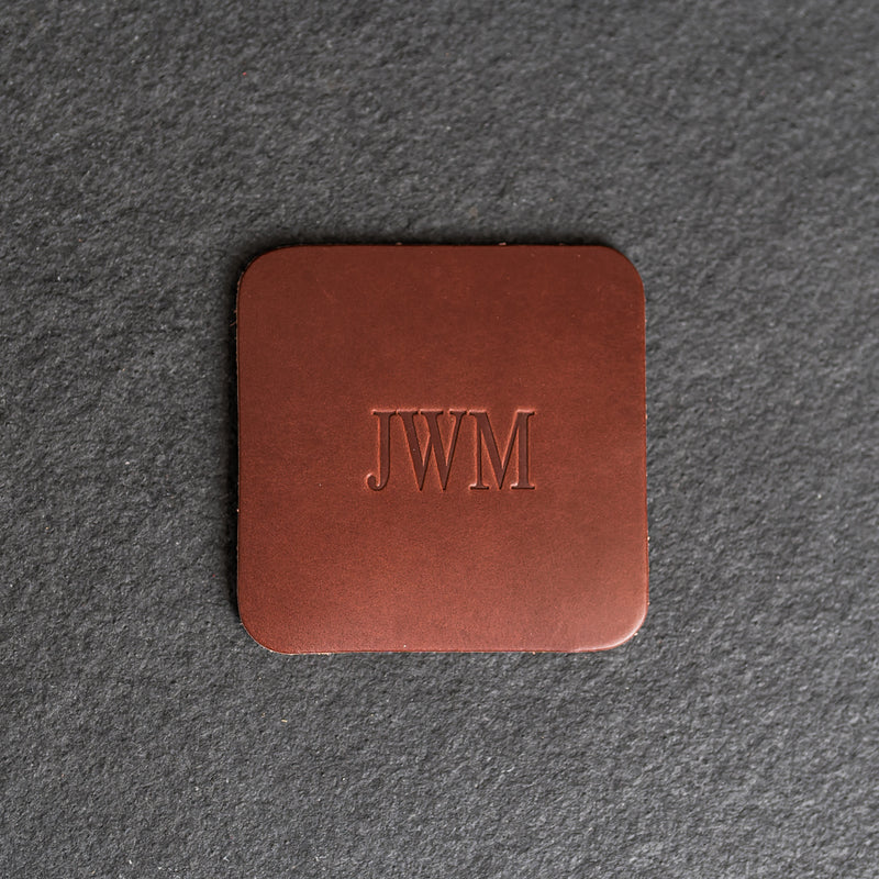 Personalized Leather Coasters -  Individual or Set of 4