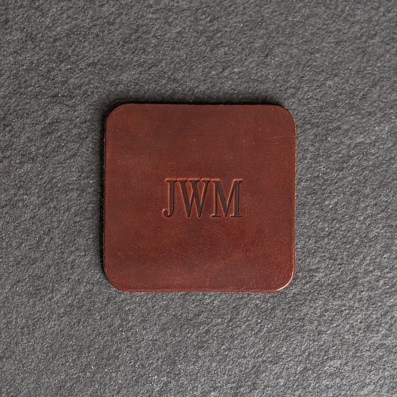 Personalized Leather Coasters -  Individual or Set of 4