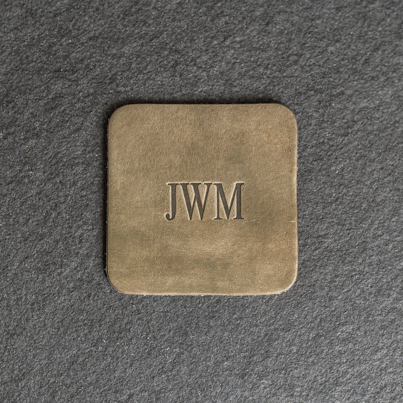 Personalized Leather Coasters -  Individual or Set of 4